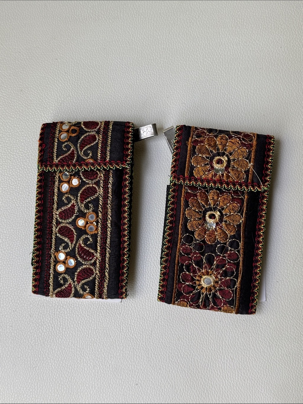 Indian Mirror Pouch Wallet Ethnic Metallic Embroidered Boho Gypsy